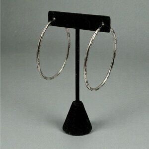 Brighton Large Silver-Tone Etched Hoop Earrings